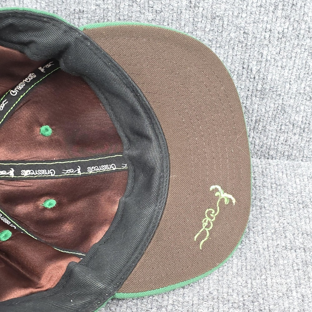 Grassroots Hat Cap Fitted 7 3/8 Green Bear Weed Leaf Baseball Satin Lined‎ Mens - Picture 6 of 10